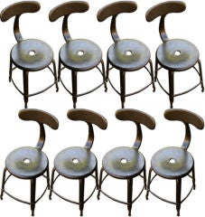 Set of 8 1940's French Industrial  Dining Chairs