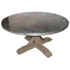 Antique Belgian Round Zinc Top Dining Table