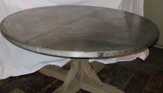 zinc top round dining table