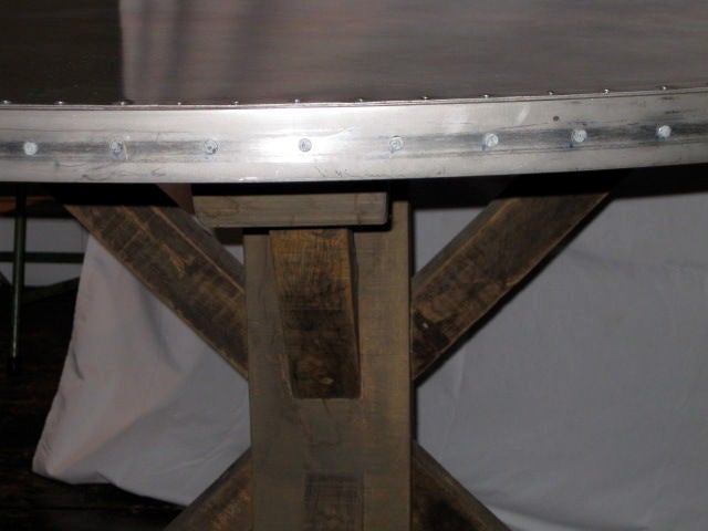 Belgian Round Zinc Top Dining Table In Good Condition In New York, NY