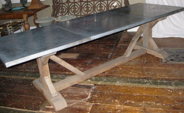 Belgian Zinc Top Trestle Dining Table