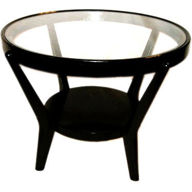 1940's French Retro Glass Top Side Table