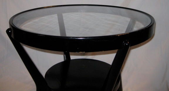 1940's French Retro Glass Top Side Table 1
