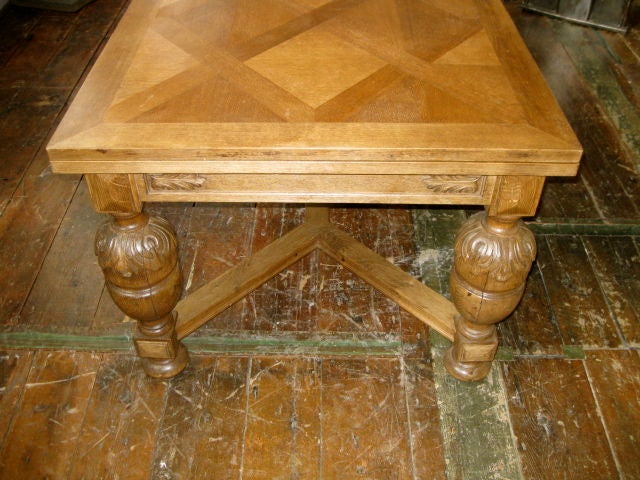 1920's English Jacobean Bleached Oak Extended Dining Table 1