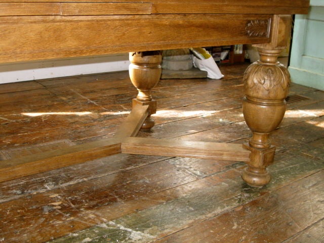 1920's English Jacobean Bleached Oak Extended Dining Table 3