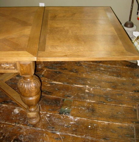 1920's English Jacobean Bleached Oak Extended Dining Table 4