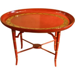 Vintage Scarlet 
gilt wooden tray on stand