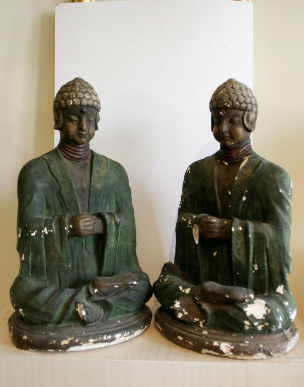 Pair Painted Buddhas