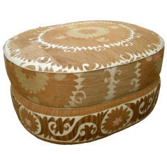 Custom Ottoman upholstered in Vintage Suzani Fabric