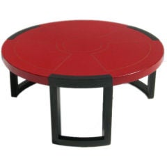 Red Embossed Leather Topped Coffee Table