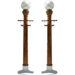 Vintage French Pine Streetlamp Coat Racks - Two Available