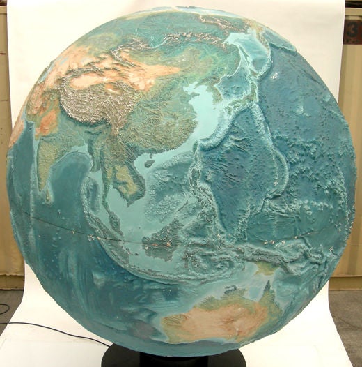 Mid-20th Century Large and Impressive Motorized Topographical Globe