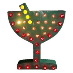 30's Martini Glass Sign with Blinking Bulbs