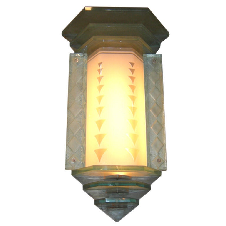 Glamorous Art Deco Glass Wall Lamp For Sale at 1stdibs