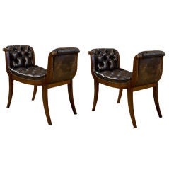 Tufted Leather Empire Stools