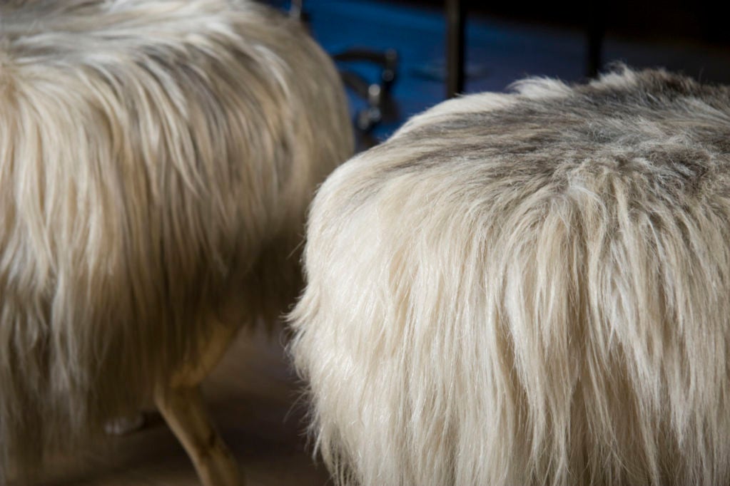 Mid-20th Century Alpine Neo-Classical Fur Stools