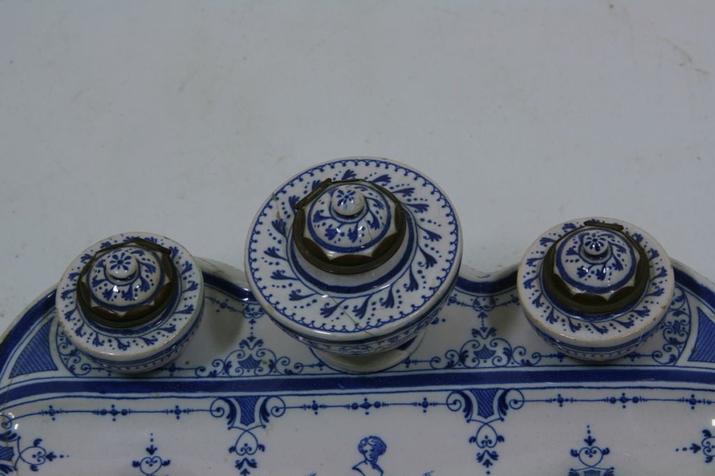 Inkwell Early 19th Century French Faience For Sale 5