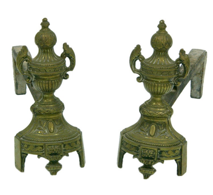 Pair of 19th Century  French Bronze Andirons