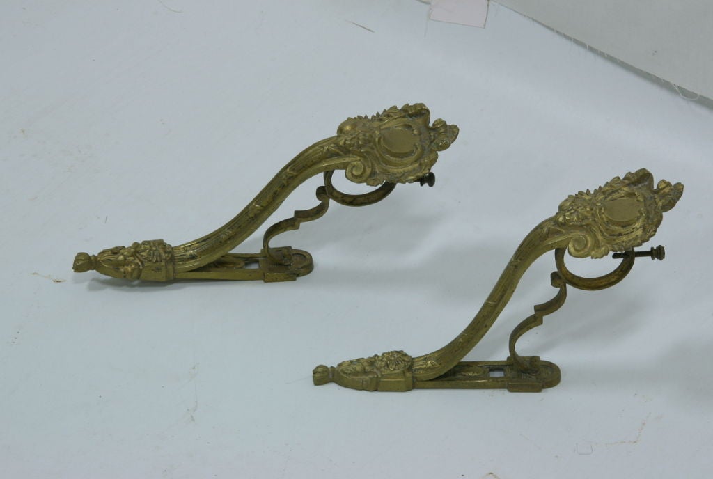 Pair 19th Century French Brass Curtain Rod Holders
12