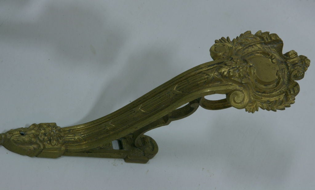 Pair 19th Century French Brass Curtain Rod Holders 1