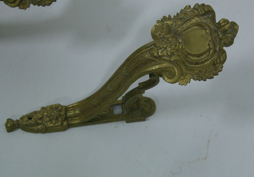 Pair 19th Century French Brass Curtain Rod Holders 4