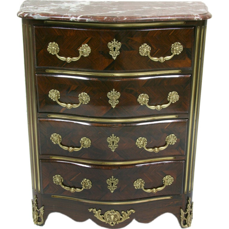 Commode Early 19th Century French Regence Style Marquetry Rosewood 