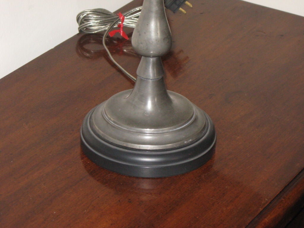Pair  Early 1900's Pewter Candlesticks made into Lamps.