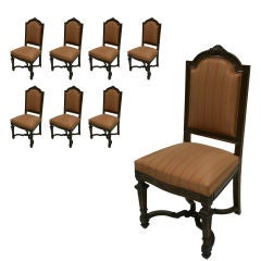 Set of 8 19th Century Carved Wood French Oak Chairs