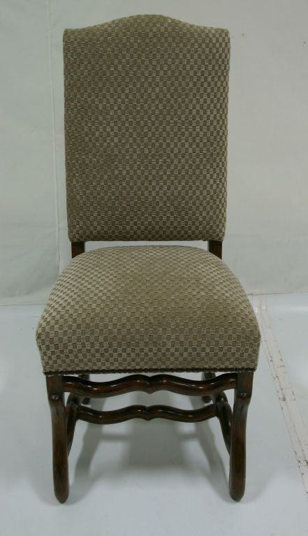 Set of six 1920s French Mouton chairs.
Stamped Paris St. Antoine (Newly Upholstered more fabric available).
Measures: 42