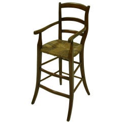 Used LATE 19TH C. WALNUT RUSH SEAT  HIGH CHAIR FROM  BURGUNDY FRANCE