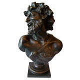 19thC Bronze Bust of Bacchus