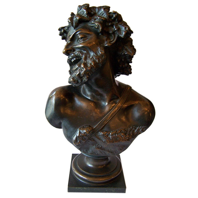 19thC Bronze Bust of Bacchus