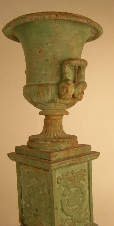 Pair of Small Scale 19th Century Cast Iron Urns 2