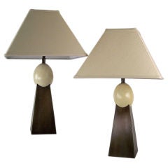 Pair of Vintage Ostrich Egg Lamps