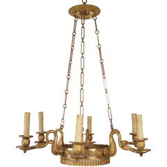 Antique French Empire Gilt Bronze Candle Chandelier
