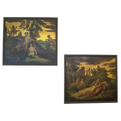 Two 18th Cent Continental European Paintings on Wood Panels