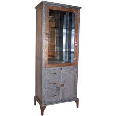 Antique Metal Apothecary Medical Cabinet