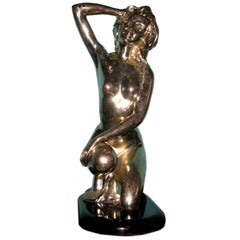 Vintage Deco Nude Lady Statue Sculpture