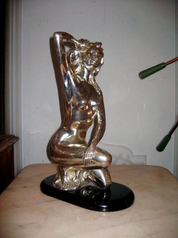 French Deco Nude Lady Statue Sculpture For Sale