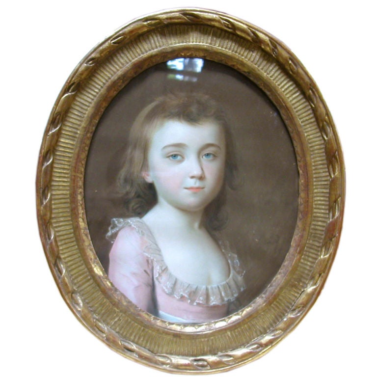 18th Century Pastel Portrait Of A Girl Signed Schmid 1784