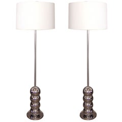 Pair of Mid-20th Century Chrome Ball Floor Lamps