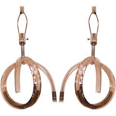 Pair of Lucite Pretzel Lamps