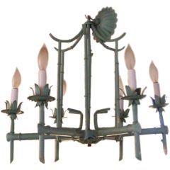 Vintage Green Faux Bamboo Chandelier