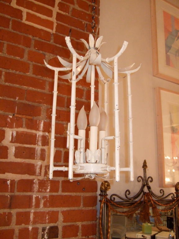 Small White Faux Bamboo Chandelier