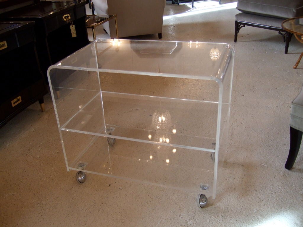 American Lucite Three Tier Rolling Cart
