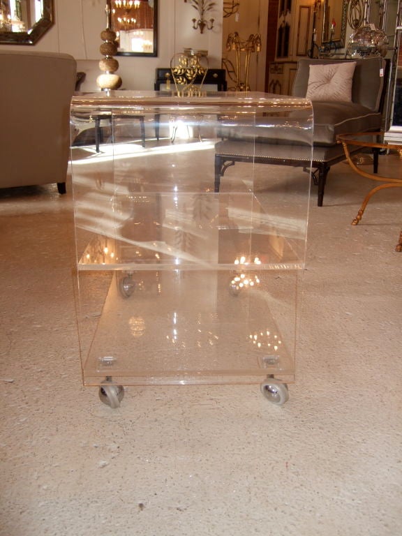 Lucite Three Tier Rolling Cart 1