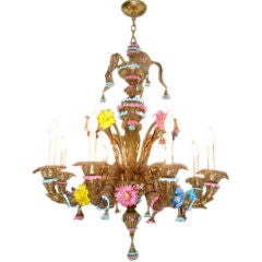 Murano colored glass floral chandelier