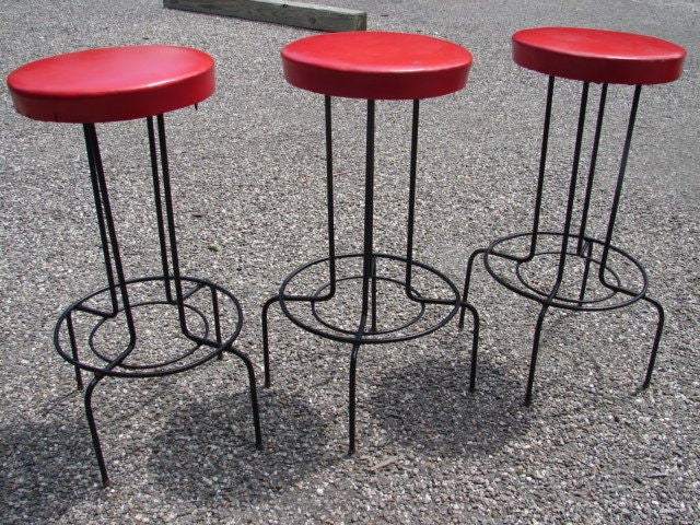 Set of 3 iron bar stools
