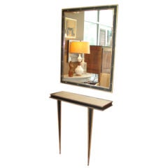 Studded brass mirror and console