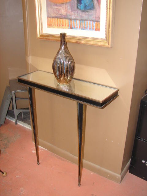 Studded brass mirror and console